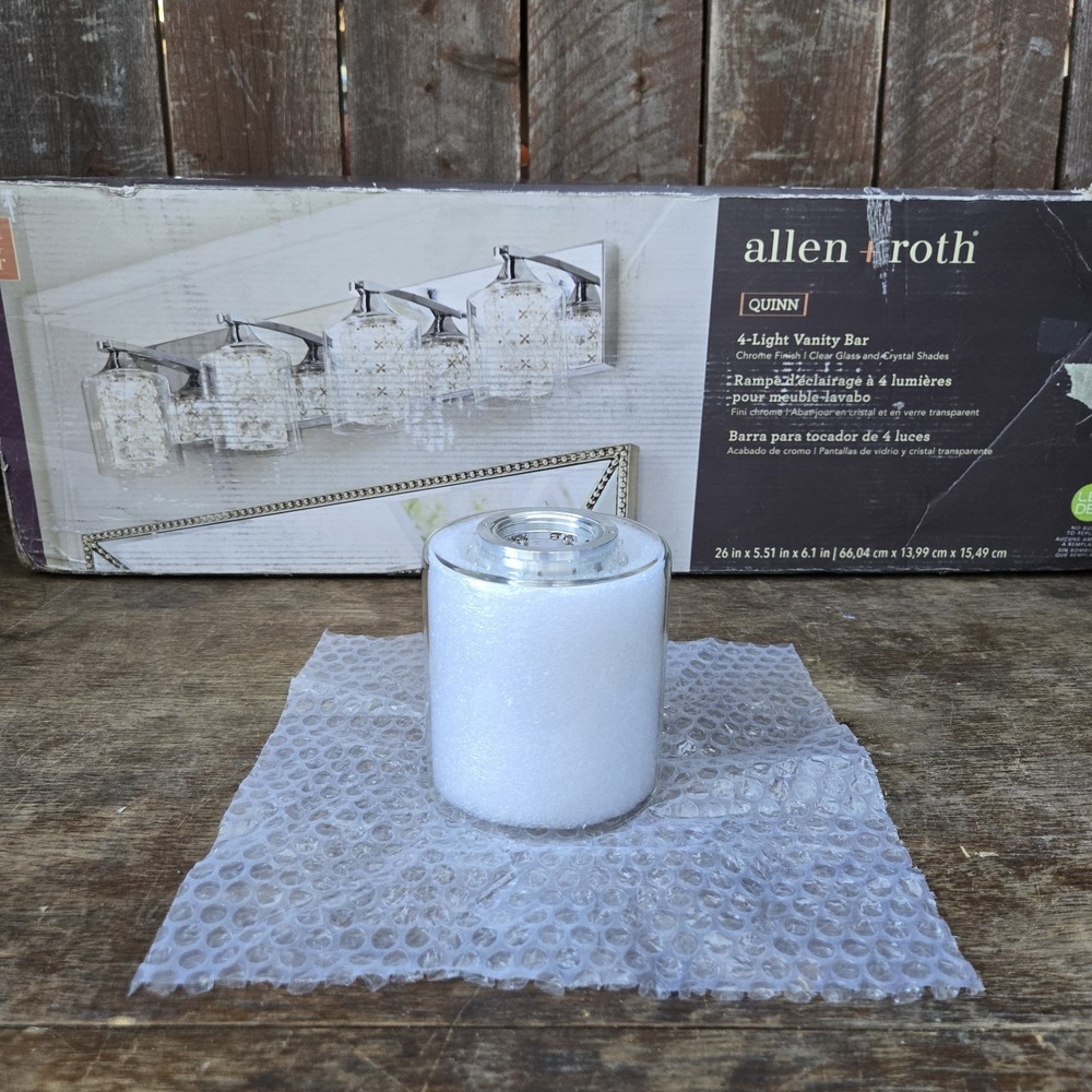 allen + roth Quinn 25.98-in 4 -Light Polished Chrome Vanity bar LED Glass Only